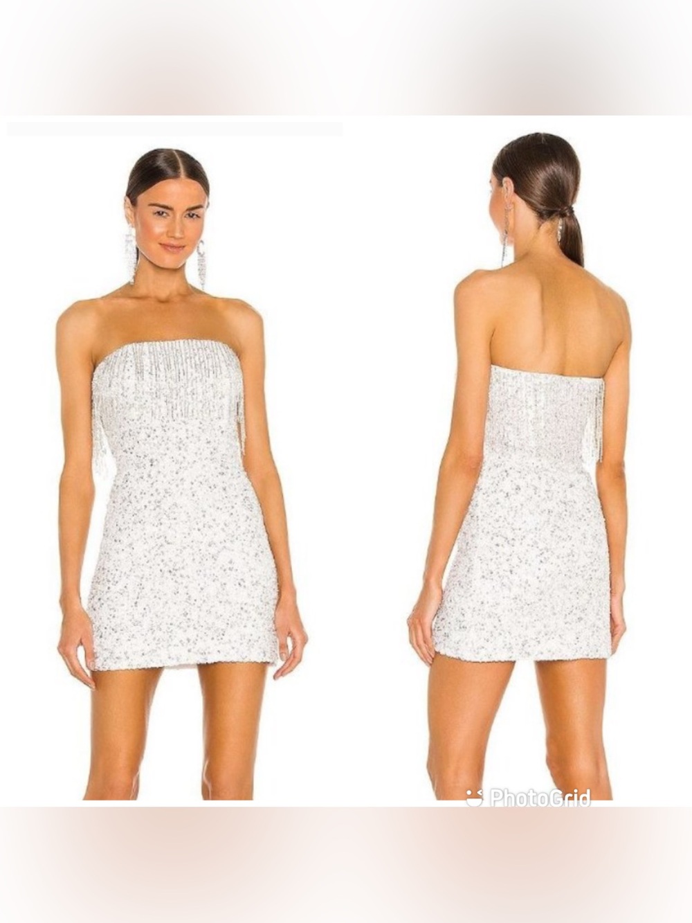 Retrofête Cassandra mini dress with sequin embellishments and beaded fringe